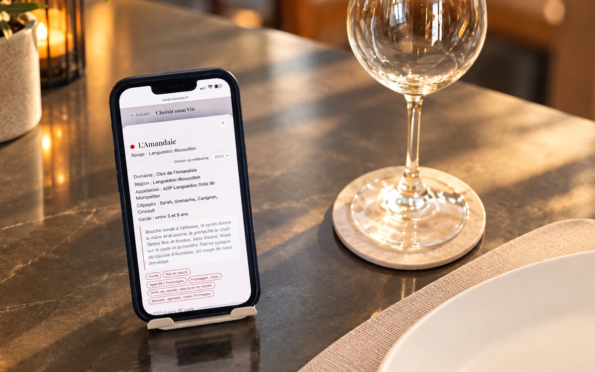 Client scannant le QR code kelWINE à table